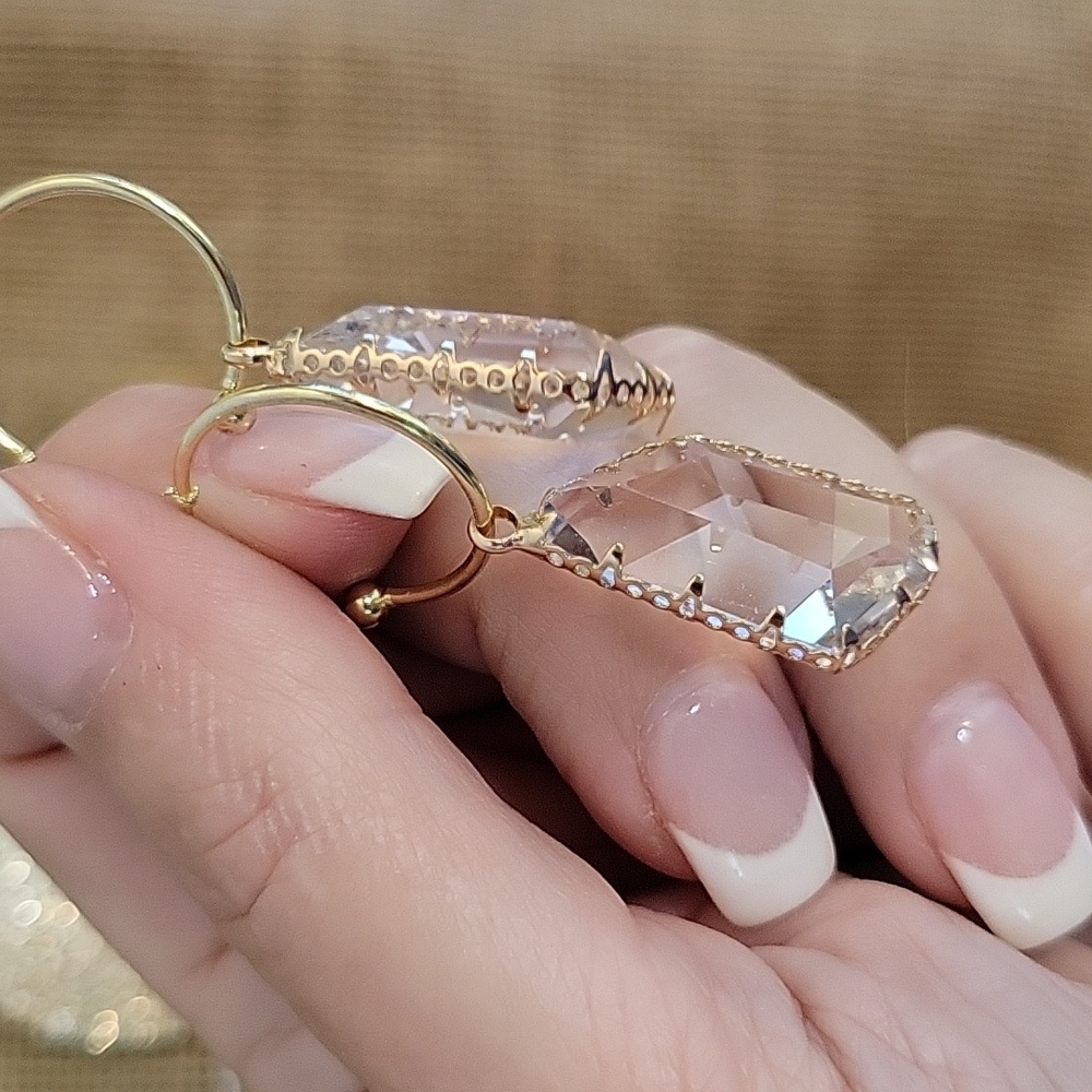 CONVERTIBLE CRYSTAL DROP HOOP EARRINGS - Picture 6 of 10